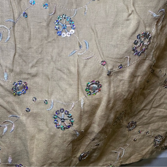 V. Sierra Mejico Tan-Yellow Embroidered/Sequin Tank size L - Picture 8 of 9
